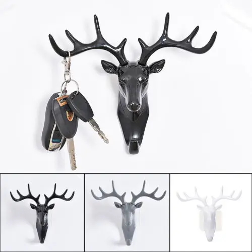 3D Animal Deer Stags Head Hook Wall Hanger Rack Key Holder Plastic Home Decor Craft Racks | Дом и сад