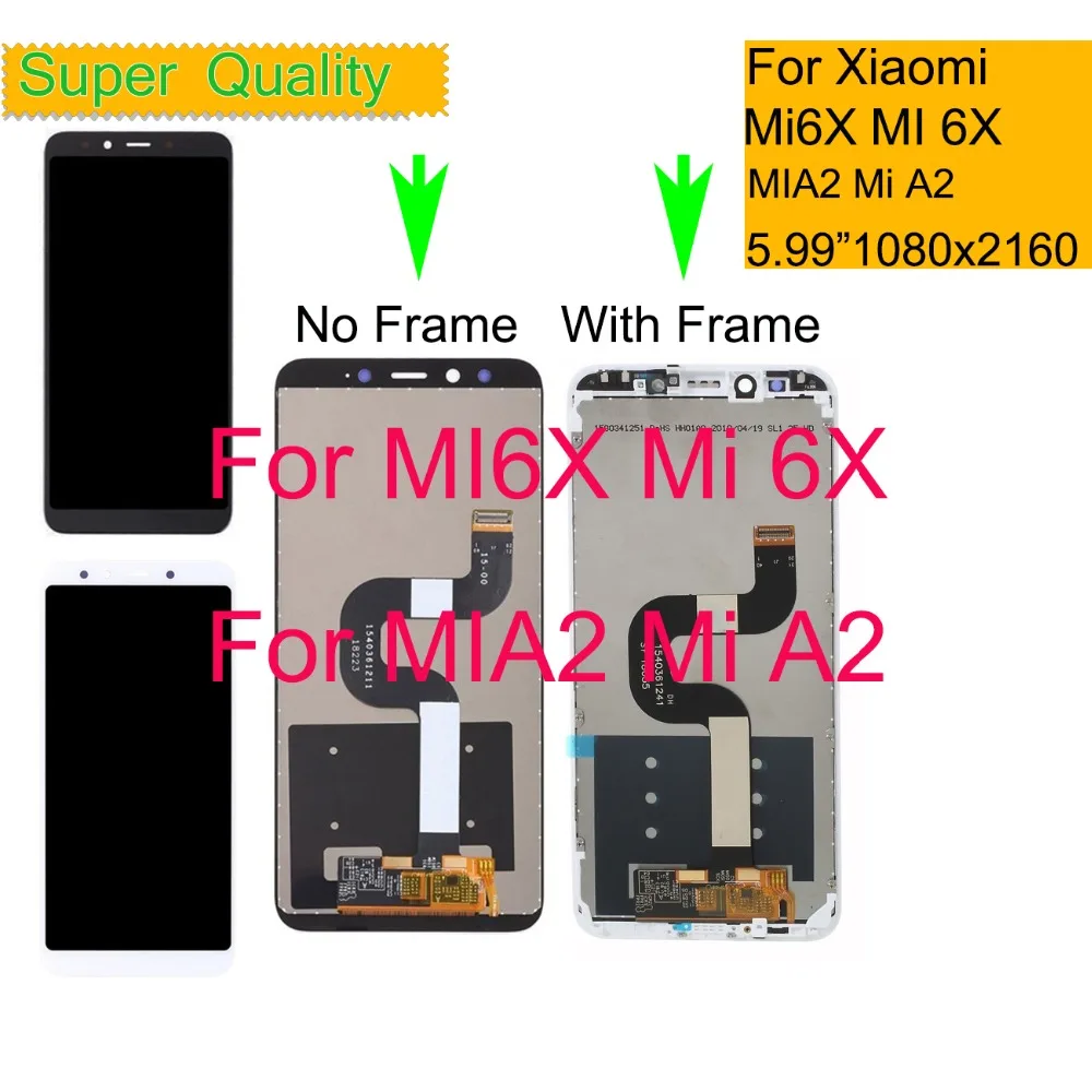 Для Xiaomi Mi 6X Mi6X ЖК дисплей сенсорный экран дигитайзер панель Pantalla монитор A2 MIA2 в
