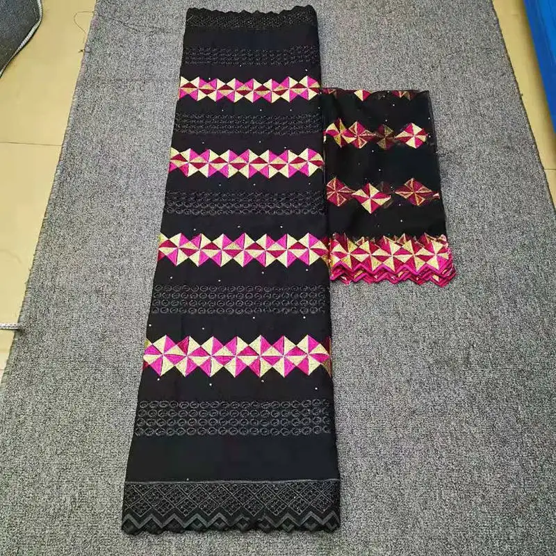 5 ярдов + 2 индийская хлопчатобумажная кружевная ткань 2019 с блузкой синий цвет