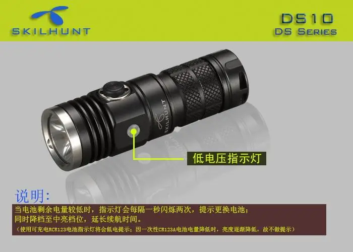 Skilhunt DS10 CREE XM-L2 300 Luems EDC светодиодный фонарь для кемпинга, совместимый с 16340 CR123A батарея