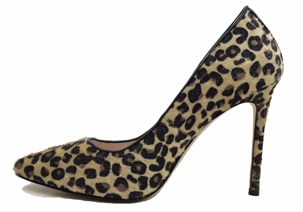2018 тапочки Для женщин конский волос Leopard rinted-с острым носком Туфли-лодочки на