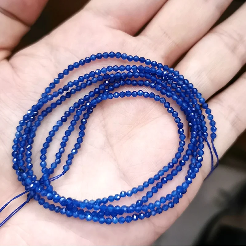 Blue dyed jade Граненые 2/3/4 мм Натуральный Камень Бисер Розовый кристалл кварца Драгоценный Камень Бисер для изготовления ювелирных изделий бисером браслетов или бус своими руками - Цвет: Blue dyed jade