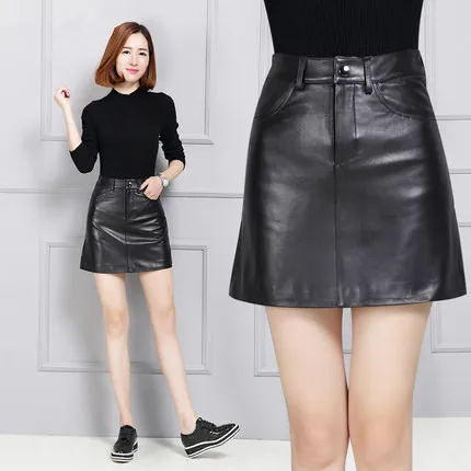 Tao Ting Li Na Women Genuine Leather Sheepskin A-line Skirt 17K135