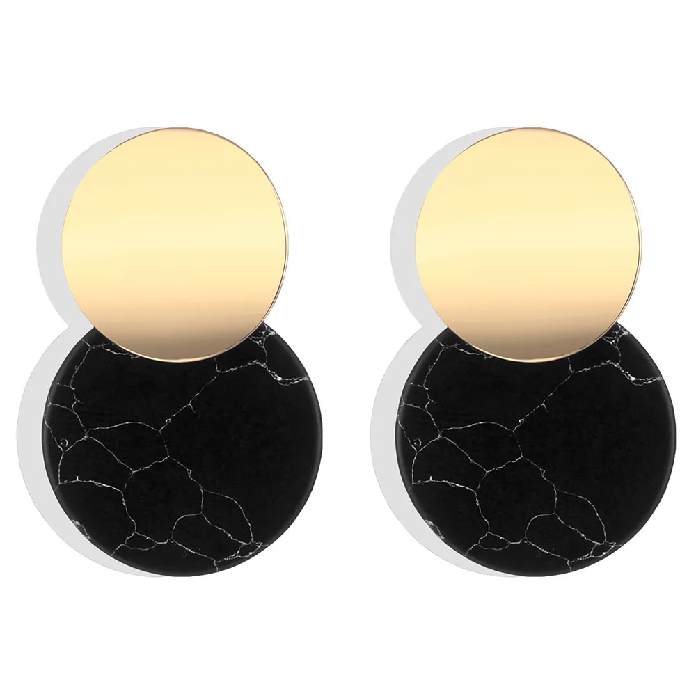 IPARAM Vintage Gold Round Alloy Marble Earrings Fashion Punk Glamour Geometric Jewelry Statement Trend | Украшения и аксессуары