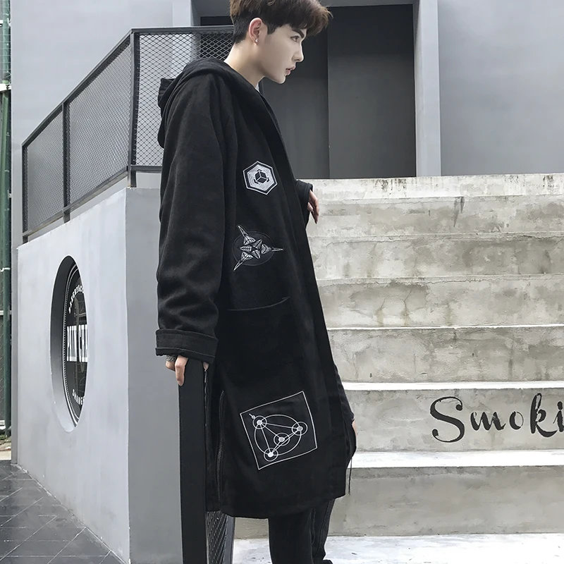 Новая мужская одежда M ~ 3XL 2019 модная Длинная ветровка с капюшоном свободная до