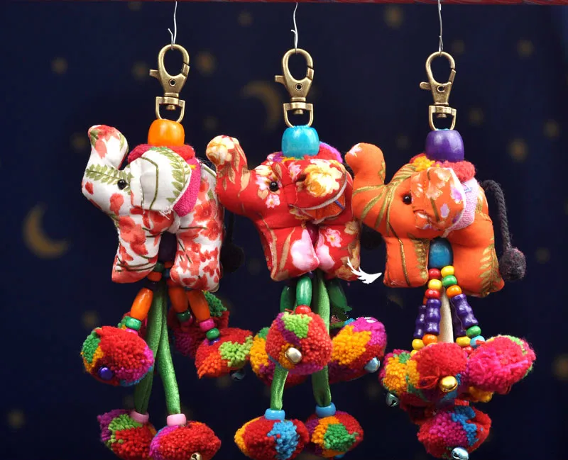 Тайский цветочный тканевый слон украшение для стен брелок ключей автомобиля