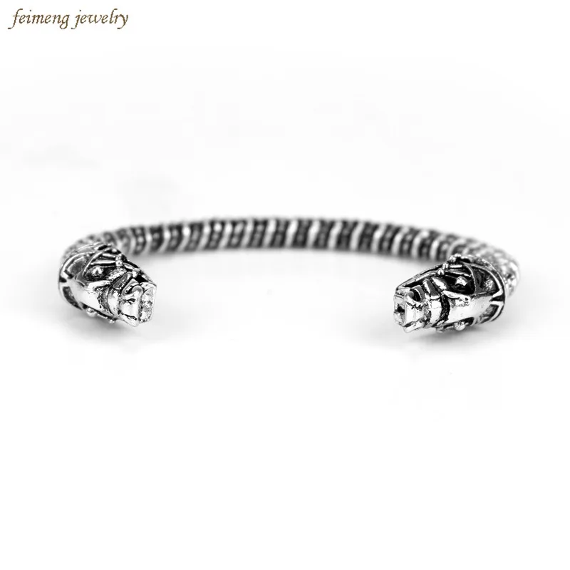 Новый дизайн браслет двуглавый волк Фенрир знак викингов ювелирный мужской для