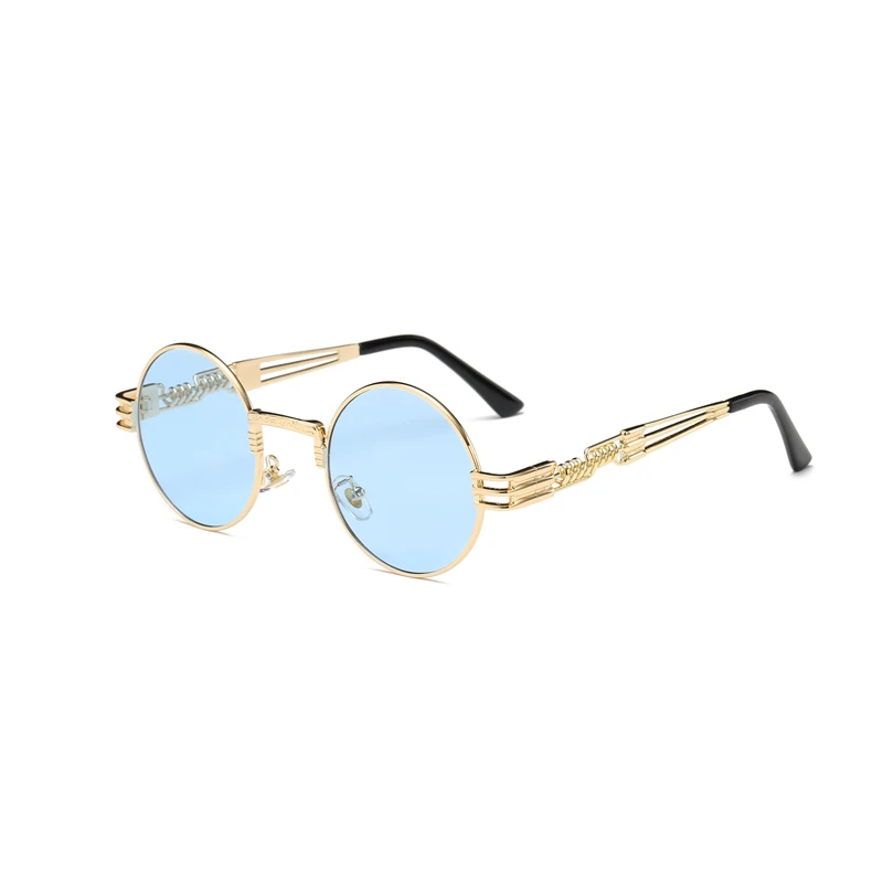 GD2680-16 Psacss Round Punk Polarized Sunglasses Men Women Alloy Glasses Frame Vintage Brand Designer Sun Glasses For Driving Party UV400 - Lenses Color: GD2680-16