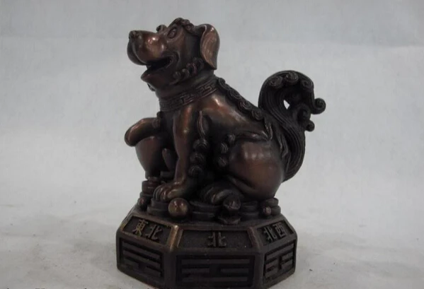 

fast shipping USPS to USA S0961 Chinese red Bronze Copper Zodiac lucky wealth Gold ingot Foo dog fengshui Statue