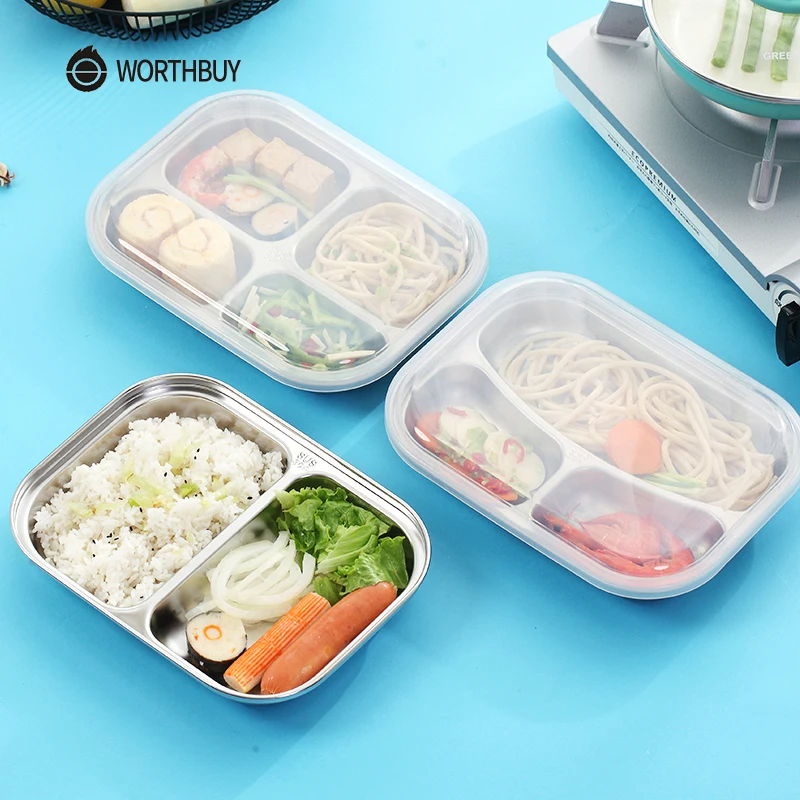 WORTHBUY японский Bento Box 304 нержавеющая сталь металлический Ланч бокс с отделениями
