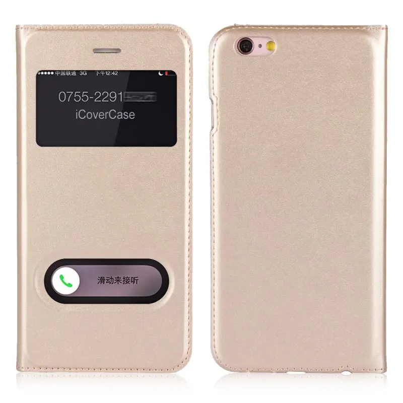 Чехол книжка для iPhone 6 6S Plus чехол телефона с окошком откидной крышкой Etui Coque Hoesjes