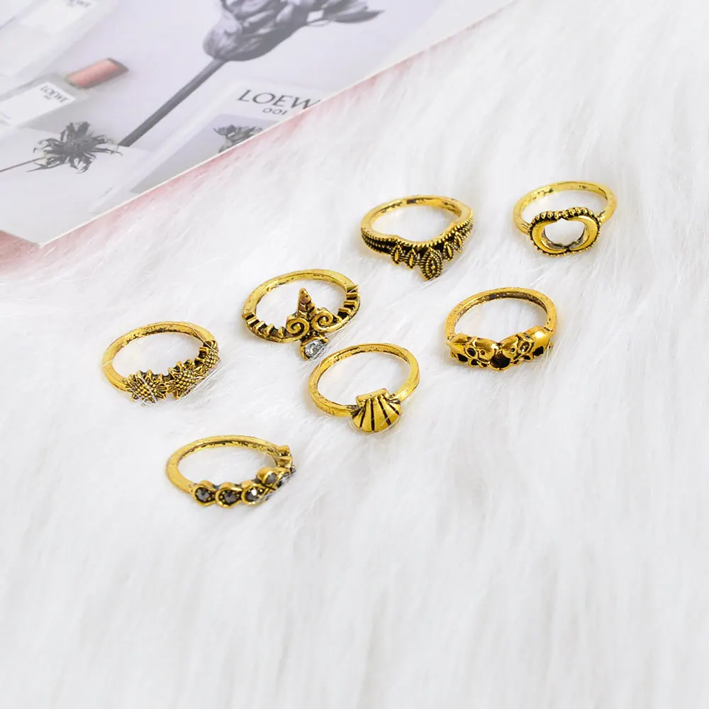 7 шт./компл. Новый Ретро Золотой Подсолнух оболочки слон Корона Луна Личность