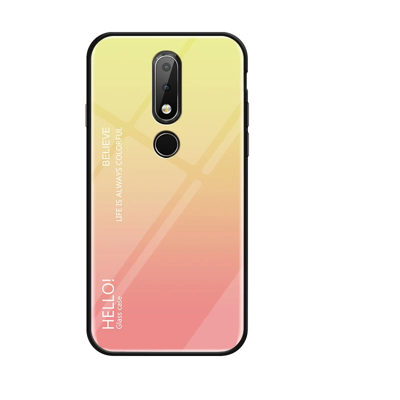 Yellow Модный градиентный чехол из закаленного стекла для Nokia 8 Sirocco, глянцевая жесткая задняя крышка для Funda Nokia 7 3 3,1 7,1 6,1 Plus - Цвет: Yellow
