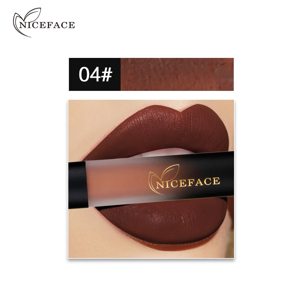 4 18 Colors 1 Pcs Sexy Velvet Lipsticks Long Lasting Waterproof Matte Liquid Lip Gloss Lip Sticks Women Beauty Makeup Tools - Цвет: 4