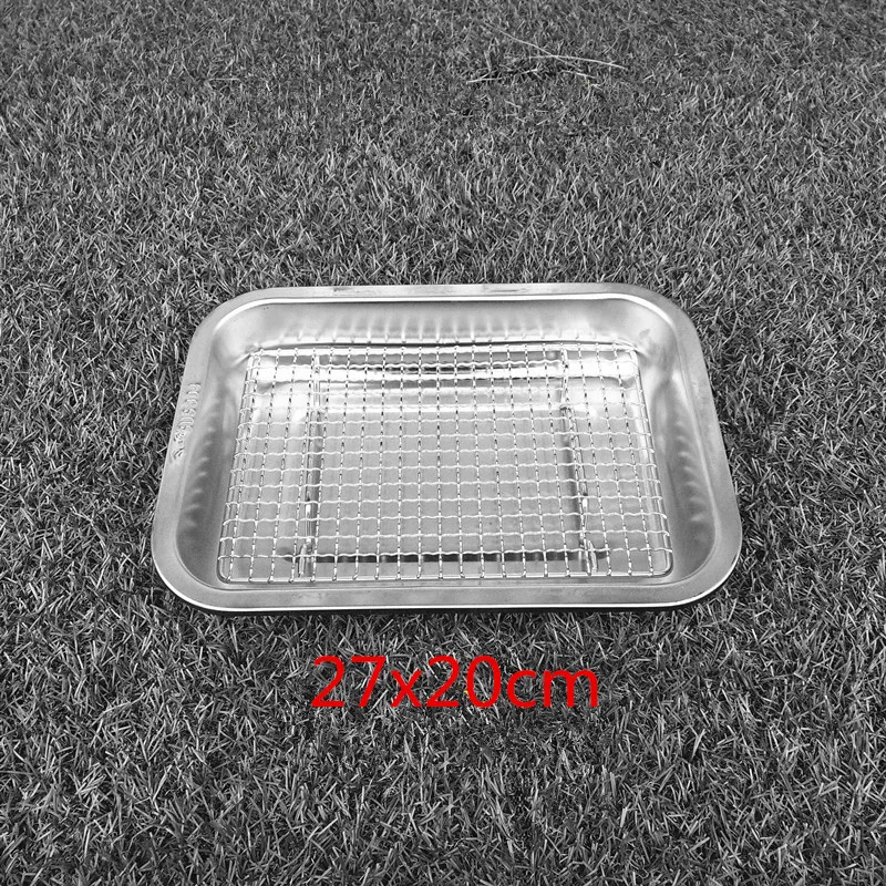 plate 27x20 add mesh Сетки для барбекю из нержавеющей стали 304, сетка для барбекю, сетка для гриля, прямоугольное для выпечки, инструмент с дренажной рамой для сушки торта - Цвет: plate 27x20 add mesh