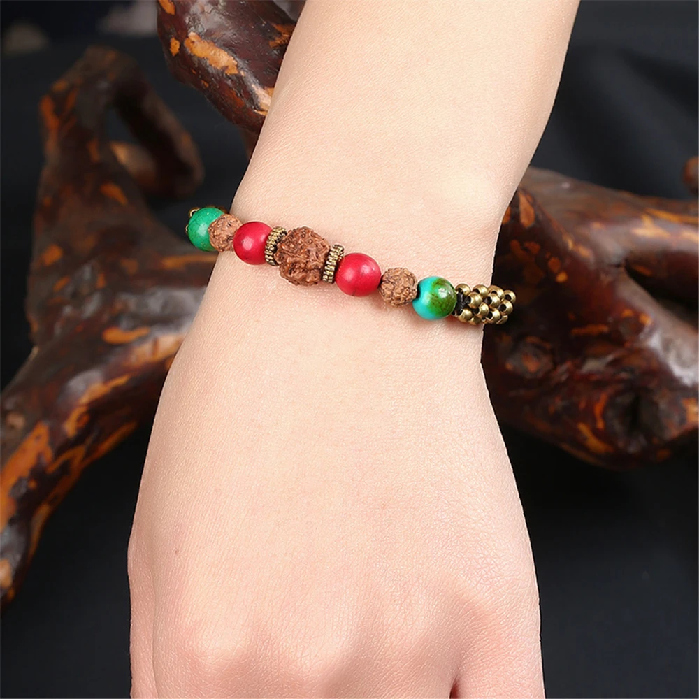 AMOURJOUX оригинальный дизайн ручной работы Rudraksha натуральный камень бусины цепь