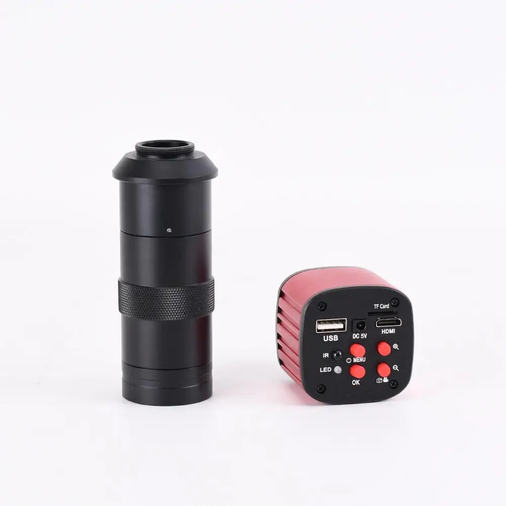 Красный 16MP USB HDMI микроскоп камера 1080P цифровой промышленный видео микроскоп CCD 100X c-крепление зум-объектив для ремонта печатных плат - Цвет: Красный