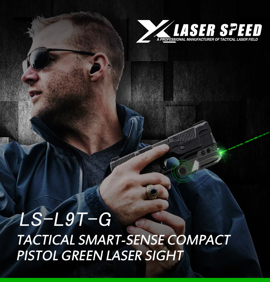 Laserspeed Smart-Touch зеленый лазерный прицел Встроенный перезаряжаемый аккумулятор Subcompact зеленый лазер Fit страйкбол Глок перил пистолет