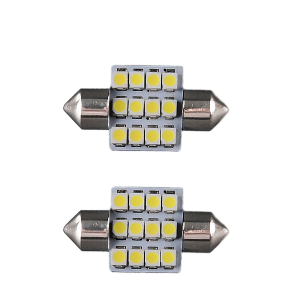 4 X чистый белый 31 мм 12SMD гирлянда 12 SMD чипы 3528 светодиодный лампочка C5W C10W