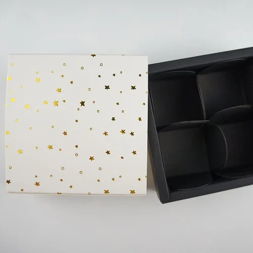 box and inside paper Высокое качество 8,9*8,9*3,5 см золотая звезда узор 10 Набор Подарочная коробка для шоколада День Святого Валентина коробки для хранения конфет DIY ручной работы - Цвет: box and inside paper