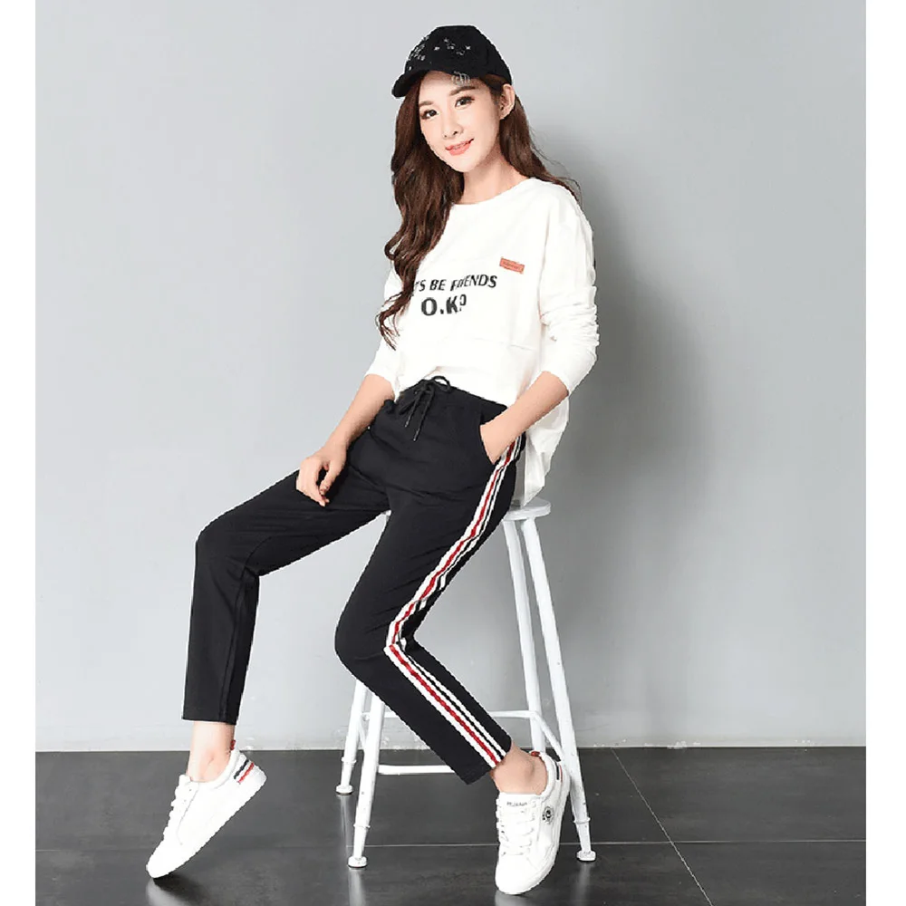 2018 модные популярные брюки узкие с высокой талией в полоску визуально удлиненные