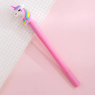 Gel pen 1 шт. Единорог светящаяся гелевая ручка 0,38 мм Kawaii Канцелярские гелевые ручки новинка милые ручки черная письменная Ручка Kawaii школьные принадлежности - Цвет: Gel pen