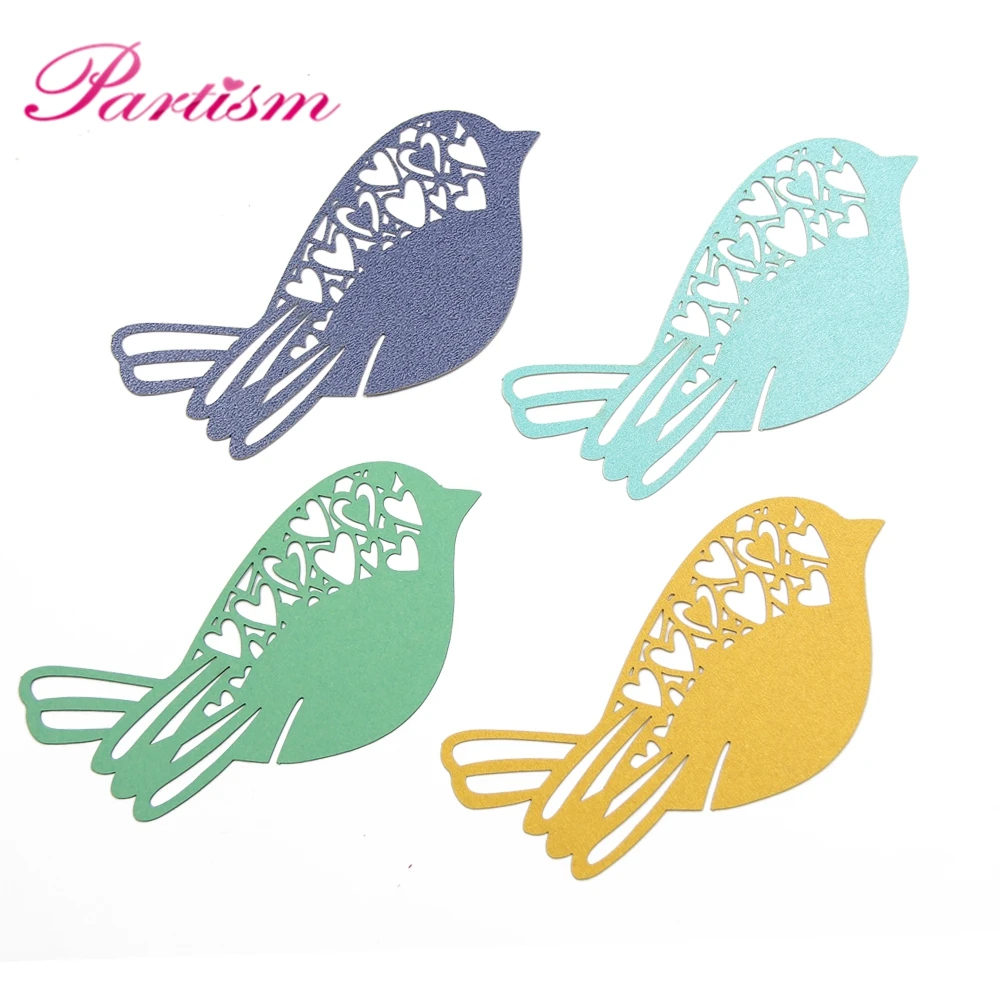 50 шт. птица Форма имя карты вина Стекло лазерная резка Бумага чашки карточным