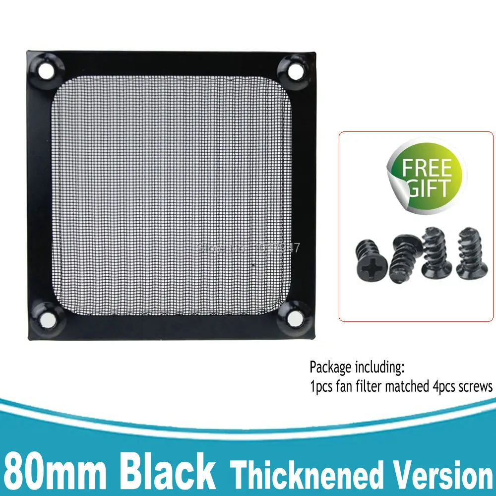 80mm Black Gdstime утолщенный алюминиевый пылезащитный фильтр вентилятора 60 мм 80 мм 90 мм 120 мм пылезащитный чехол для компьютера ПК решетка с винтами - Цвет: 80mm Black
