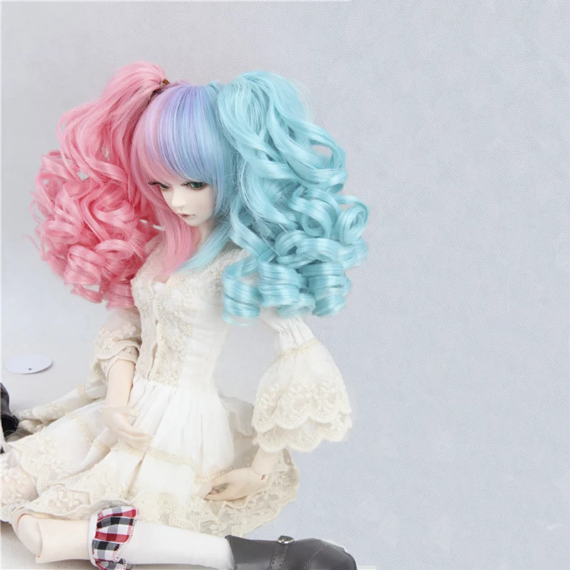Allaosify BJD Wig For 1/3 1/4 1/6 Double Gradient Ponytail Curly Hair Doll | Игрушки и хобби