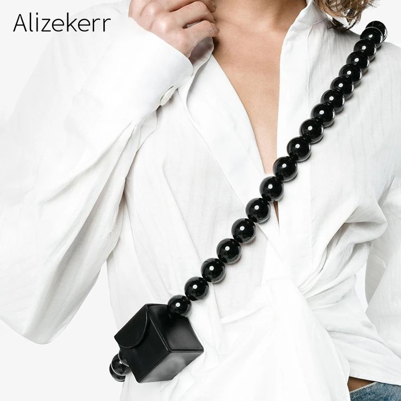 Большая сумка через плечо с деревянными бусинами и ремешком Женская модная новая