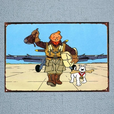 Tintin мультфильм кино жестяная вывеска металлическая пластина железная живопись детская комната настенный бар кофе домашнее искусство Ремесло Декор 30X20 см DU-1043 - Цвет: DU1044