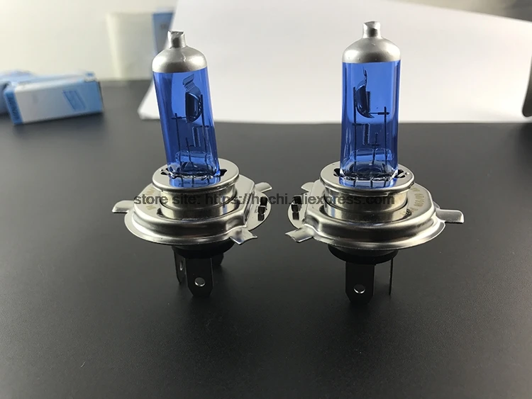 H4 12V 100/90W или 65 W/50 W галогенные лампы 2 шт(1 пара) 6000K или 4300K Ксеноновые темно-синие стеклянные автомобильные фары супер белый желтый