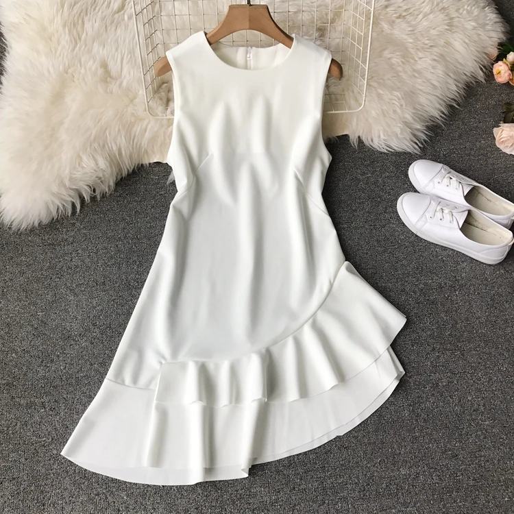 Женское платье на бретельках повседневное винтажное однотонное Русалочки с