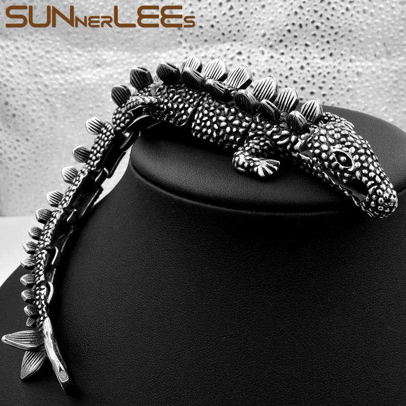 SUNNERLEES 316L браслет из нержавеющей стали хип-хоп Рок Панк ящерица звено цепи для мужчин женщин модные ювелирные изделия подарок SSB16