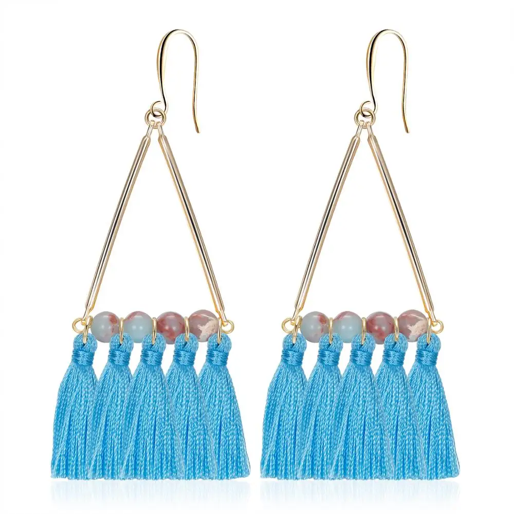 3UMeter свисающие серьги для женщин в богемном стиле натуральный камень кисточка