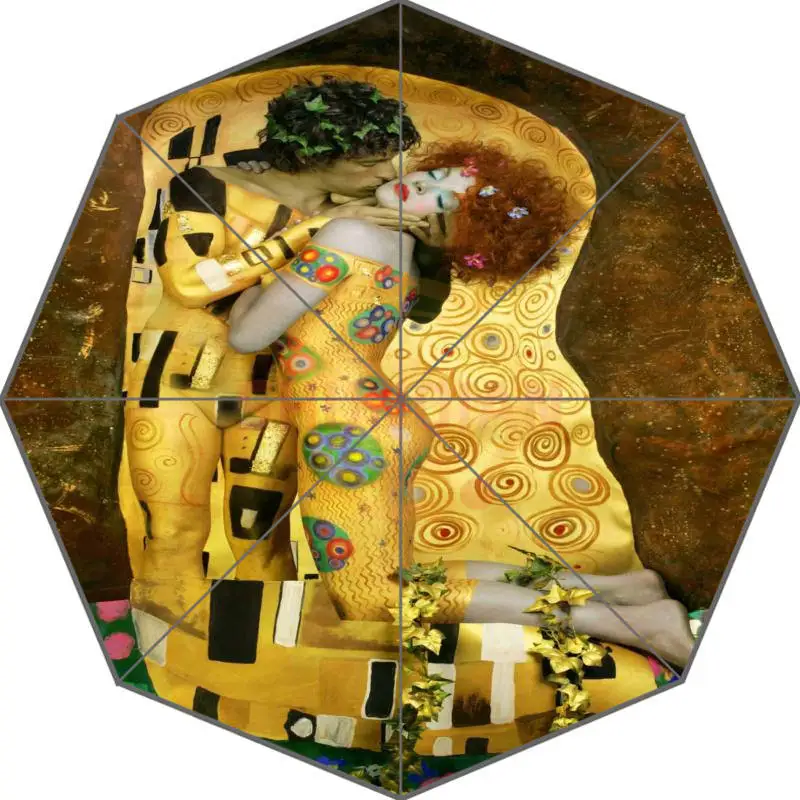 Горячая пользовательский Gustav Klimt взрослый Универсальный дизайн Модный складной зонтик хорошая идея подарка! U30-08 - Цвет: Бежевый