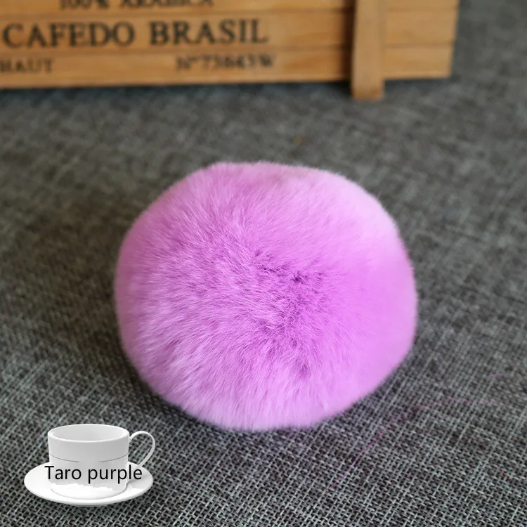 Taro purple 20 видов цветов натуральный меховой шар 6 см помпон брелок автомобильный помпон кроличий мех шар брелок меховой DIY сумка Подвески с пушистым кроликом понпон - Цвет: Taro purple