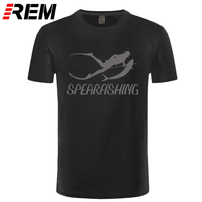 REM модные Дайвинг Подводная охота Футболка с принтом Для мужчин футболка модный принт короткий рукав Повседневное из хлопка; одежда с овальным вырезом; футболки, топы - Цвет: black gray