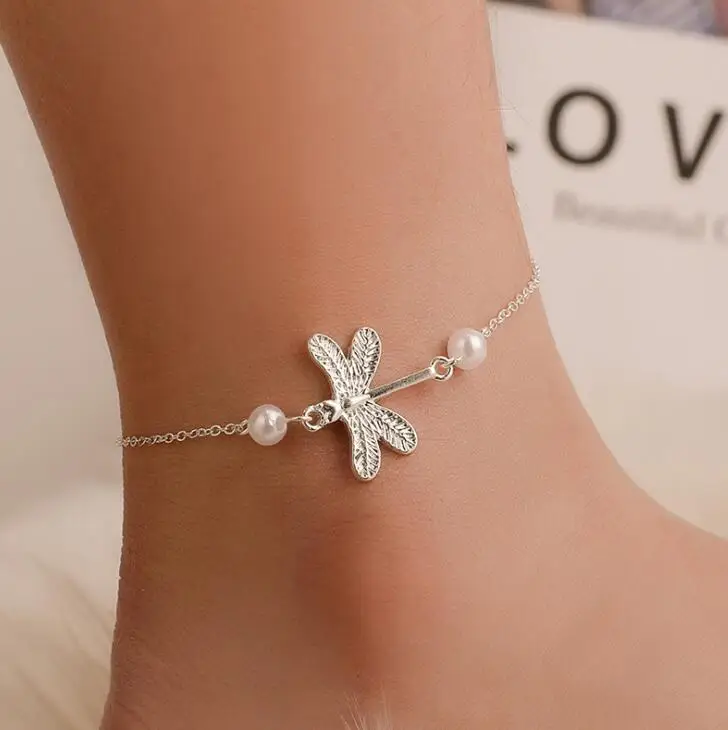 601 New Cute Temperament Dragonfly Trendy Anklet Multielement Bracelet Adjustable Opening Bangle Bijoux Jewelry Gift B3100 | Украшения и