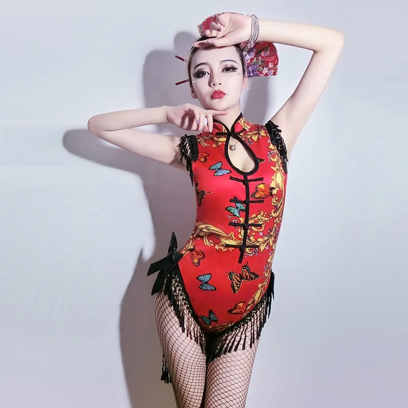 Костюмы для косплея DJ певица Ретро Cheongsam Cos платье бар DS гейши производительность пикантная танцевальная ночной клуб Gogo костюм, SC27