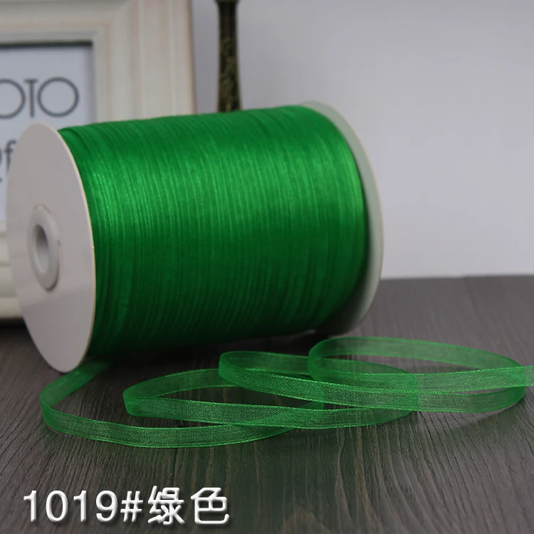 Green Бирюзовые(10 м/лот) 1/"(6 мм) ленты из органзы Свадебные Рождественские украшения Подарочные ленты для упаковки - Цвет: Green