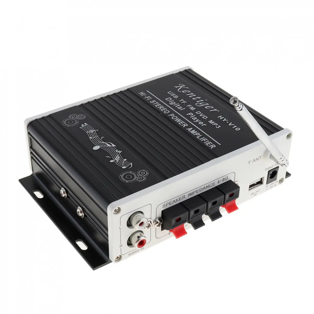 Kentiger HY-V10 DC 12 В 20 Вт x 2 2CH Hi-Fi Bluetooth автомобильный аудио усилитель мощности fm-радио плеер Поддержка SD USB DVD MP3 вход