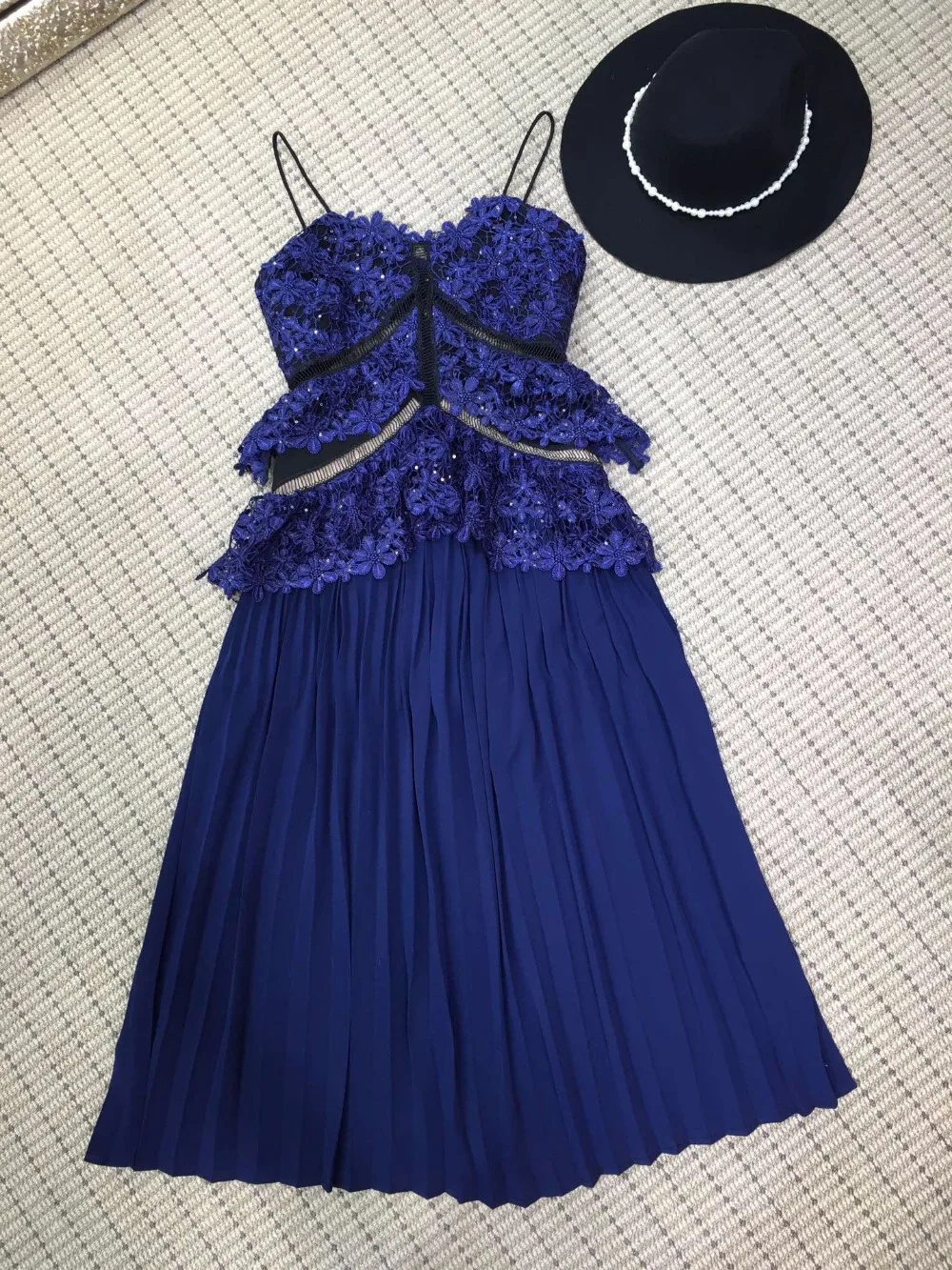 WishBop 2016 модельное роскошное Новое Модное темно-синее Кружевное платье миди с