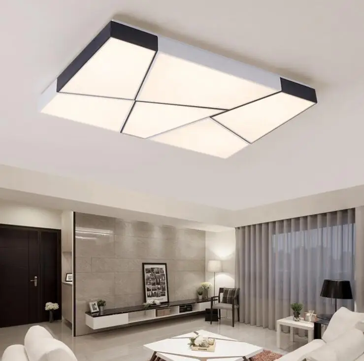 Living room lamp rectangular ceiling modern minimalist black and white LED bedroom lighting wrought iron dining | Лампы и освещение