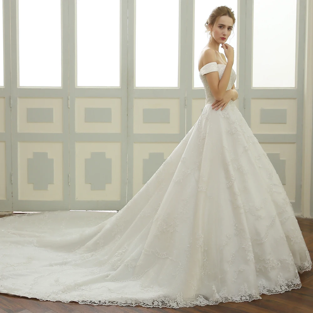 SL 1071 новинка настоящая картина бисерный кружевной длинный шлейф свадебное