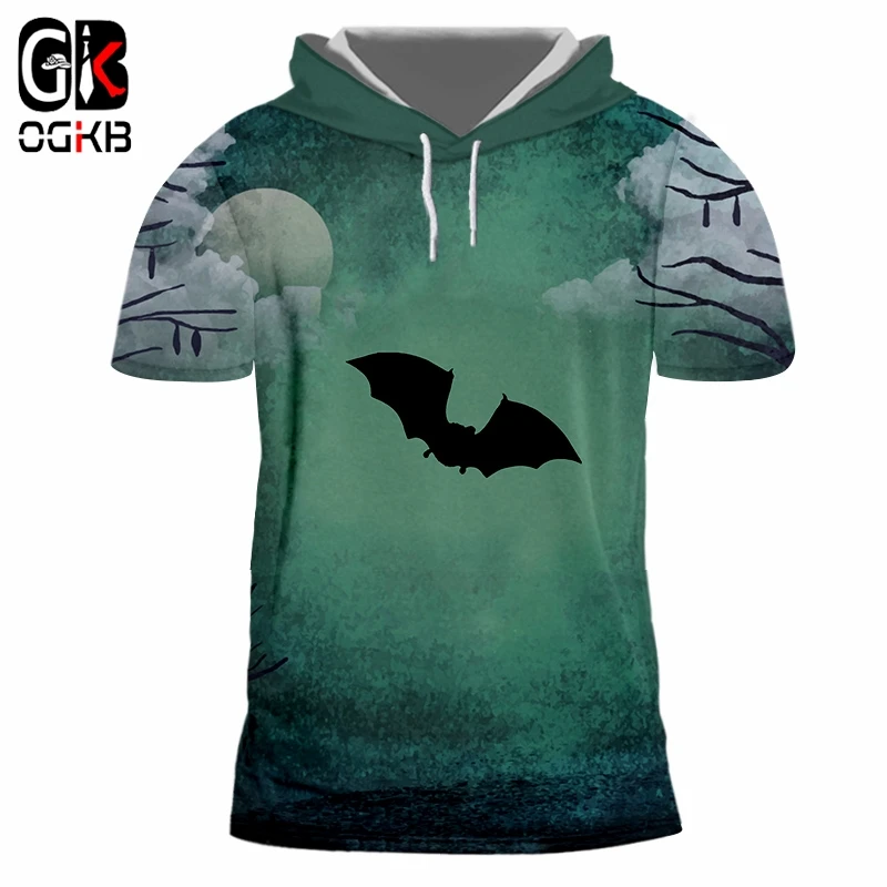 OGKB Мужская Новая футболка с капюшоном изображением белого облака Луны 3D принт