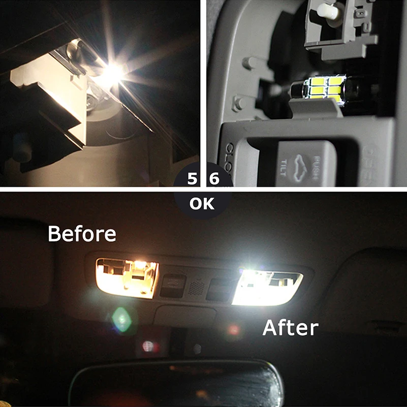 Яркие светодиодсветодиодный лампы для салона автомобиля 11 шт. белый комплект Canbus