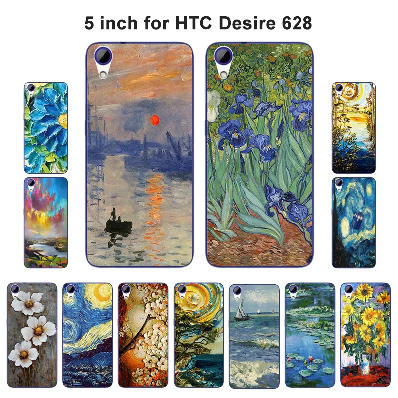 Мягкий силиконовый гелевый Чехол для HTC Desire 628 / Dual Sim чехол с масляной росписью