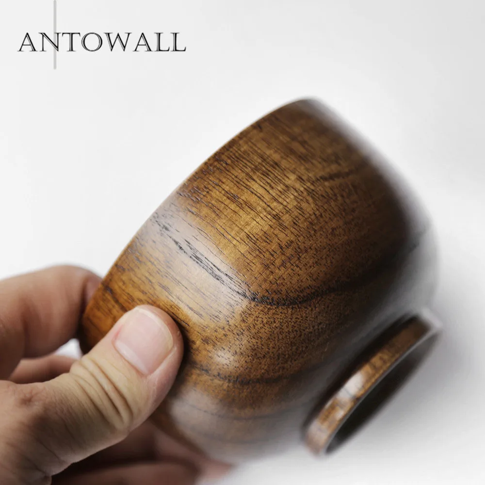 ANTOWALL, японская миска для риса из натурального дерева, зеленая краска, миска из необработанного дерева, миска для супа, миска для лапши, детская посуда