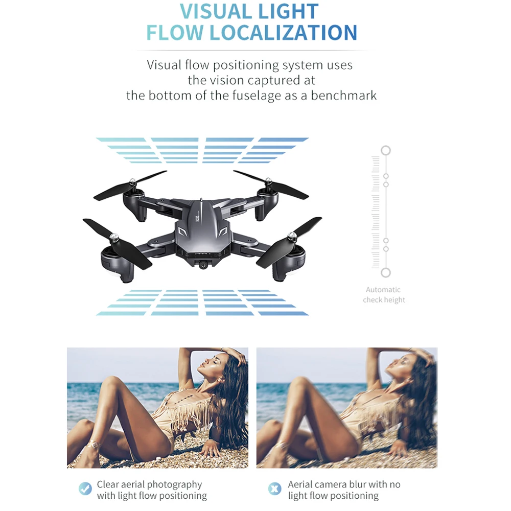 Visuo Xs816 Wifi Fpv Rc Дрон 4k камера оптический поток 720p двойная Квадрокоптер складной